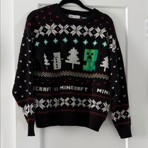 Minecraft boys Black Holiday Crewneck Sweater -